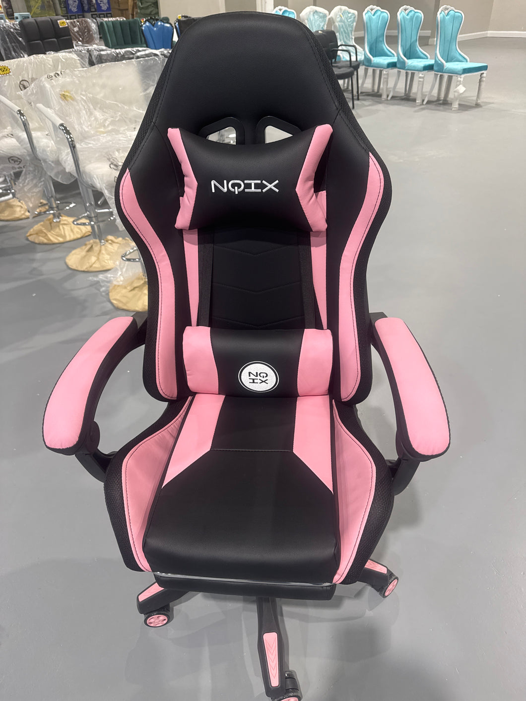 Gaming Chair, Racing Style RGB LED Lights Gaming Chairs for Adults and Kids, Lumbar Massager Gamer Chair, High Back Reclining Computer Chair with Footrest and Headrest (Black/Pink)