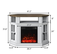 Cargar imagen en el visor de la galería, Corner TV Stand for Television up to 55&quot; with Storage Cabinets, Entertainment Center, Media Console for Living Room, Bedroom, White＆Rustic
