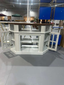 Corner TV Stand for Television up to 55" with Storage Cabinets, Entertainment Center, Media Console for Living Room, Bedroom, White＆Rustic