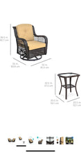 Cargar imagen en el visor de la galería, New 3-Piece Outdoor Wicker Patio Bistro Set w/ 2 360-Degree Swivel Rocking Chairs and Tempered Glass Top Side Table - Beige
