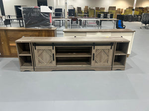 New WAMPAT Modern Farmhouse 3 in 1 TV Stand for up to 85" TVs Wood Entertainment Center with Sliding Barn Door and Adjustable Media Storage Shelf for Living Room,Washed Grey