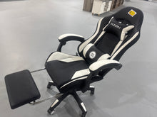 Cargar imagen en el visor de la galería, Gaming Chair, Video Game Chair with LED lights ,Footrest and Massage Lumbar Support, Swivel Seat Height Adjustable Computer Chair with Headrest, Racing E-Sport Gamer Chair (Black&amp;White)

