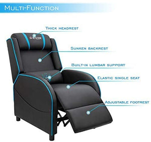 Gaming Recliner Chair Single Living Room Sofa Recliner PU Leather Recliner Seat Home Theater Seating (Blue)