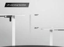 Load image into Gallery viewer, Electric Height Adjustable Standing Desk Large Sit Stand up Desk Home Office Computer Desk 55 x 24 Inches Lift Table with T-Shaped Metal Bracket, White
