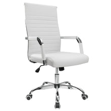 Load image into Gallery viewer, Ribbed Office Desk Chair Mid-Back PU Leather Executive Conference Task Chair Adjustable Swivel Chair with Arms (White or Black)
