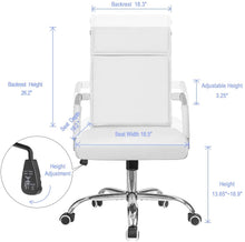 Load image into Gallery viewer, Office Desk Chair Mid-Back Computer Chair Leather Executive Adjustable Swivel Task Chair Conference Chair with Armrests (White)
