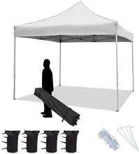Load image into Gallery viewer, Outdoor Canopy Tent Ez Pop Up Canopy 10x10 Instant Tent for Parties Removable Canopy with Roller Bag, Bonus 4 Weight Bags(White)
