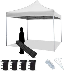 Outdoor Canopy Tent Ez Pop Up Canopy 10x10 Instant Tent for Parties Removable Canopy with Roller Bag, Bonus 4 Weight Bags(White)