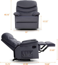Load image into Gallery viewer, Pawnova Wing Back Massage Recliner Chair, Adjustable Home Theater Seating, Soft Padding Single Sofa for Living Room,Gray
