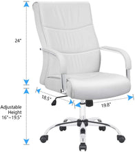 Load image into Gallery viewer, High Back Office Desk Chair Conference Leather Executive with Padded Armrests,Adjustable Ergonomic Swivel Task Chair with Lumbar Support (White)
