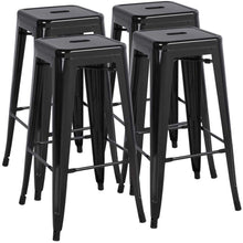 Load image into Gallery viewer, Metal Bar Stool 30&quot;  Indoor/Outdoor Barstool Modern Industrial Backless Light Weight Bar Stools with Square Seat Set of 4
