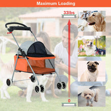Load image into Gallery viewer, Pet Stroller 4 Wheels Posh Folding Waterproof Portable Travel Cat Dog Stroller with Cup Holder
