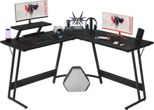 Load image into Gallery viewer, L Shaped Gaming Desk Computer Corner Desk Pc Gaming Desk Table with Large Monitor Riser Stand for Home Office Sturdy Writing Workstation (Classical Black, 51 Inch)
