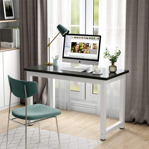 Modern Simple Style Computer Desk PC Laptop Study Table Workstation for Home Office, Black&White