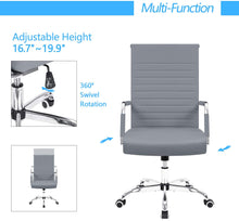 Load image into Gallery viewer, Ribbed Office Desk Chair Mid-Back PU Leather Executive Conference Task Chair Adjustable Swivel Chair with Arms (Gary)
