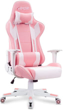 Load image into Gallery viewer, Gaming Chair Office Chair High Back Computer Chair PU Leather Desk Chair PC Racing Executive Ergonomic Adjustable Swivel Task Chair with Headrest and Lumbar Support (Pink)

