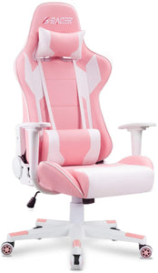 Gaming Chair Office Chair High Back Computer Chair PU Leather Desk Chair PC Racing Executive Ergonomic Adjustable Swivel Task Chair with Headrest and Lumbar Support (Pink)
