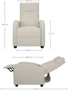 Fabric Recliner Chair Adjustable Home Theater Single Massage Recliner Sofa Furniture with Thick Seat Cushion and Backrest Modern Living Room Recliners (Beige)
