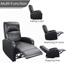 Load image into Gallery viewer, Modern Chaise Couch Lounger Sofa Recliner Chair Padded PU Leather Home Theater Seating （Bright Black）
