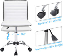 Load image into Gallery viewer, Furmax Mid Back Task Chair,Low Back Leather Swivel Office Chair,Computer Desk Chair Retro with Armless Ribbed (White)
