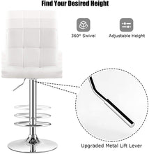Load image into Gallery viewer, Bar Stools X-Large - Square PU Leather Adjustable Counter Height Swivel Stool Armless Chairs Set of 2 with Bigger Base (White)
