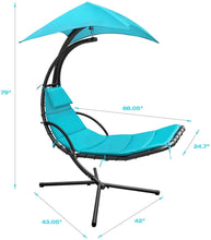 Load image into Gallery viewer, Patio Hammock Lounge Chair Outdoor Hanging Chaise Lounge Swing Chair for Adults Backyard Garden Deck Canopy Umbrella Free Standing Floating Bed Furniture (Blue)
