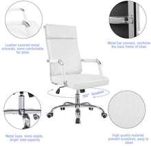 Load image into Gallery viewer, Office Desk Chair Mid-Back Computer Chair Leather Executive Adjustable Swivel Task Chair Conference Chair with Armrests (White)
