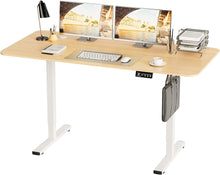 Load image into Gallery viewer, Electric Height Adjustable Standing Desk Large Sit Stand up Desk Home Office Computer Desk 55 x 24 Inches Lift Table with T-Shaped Metal Bracket, Walnut
