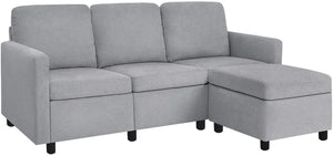 Convertible Sectional, L-Shaped Couch Soft Seat and Modern Linen Fabric for Small Space, Living Room Sofa with Comfortable Backrest, Gray