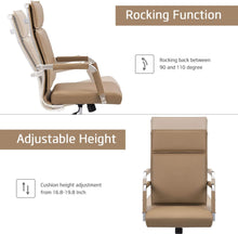 Load image into Gallery viewer, Office Desk Chair Mid-Back Computer Chair Leather Executive Adjustable Swivel Task Chair Conference Chair with Armrests (Brown)

