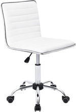 Load image into Gallery viewer, Furmax Mid Back Task Chair,Low Back Leather Swivel Office Chair,Computer Desk Chair Retro with Armless Ribbed (White)
