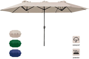 Patio Double-Sided Umbrella Outdoor Market Umbrella Extra Large Umbrella with Crank for Poolside, Beach and Camping
