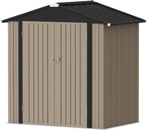 Outdoor Storage Shed 6 x 4 FT Lockable Metal Garden Shed Steel Anti-Corrosion Storage House with Double Lockable Door for Backyard Outdoor Patio (6' x 4')