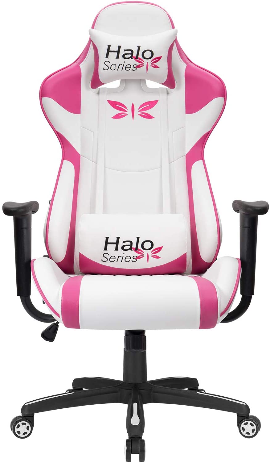 Gaming Chair Adjustable Racing Chair Halo Series Specialty Design Ergonomic Comfortable Swivel Computer Chair with Headrest and Lumbar Support (Pink)