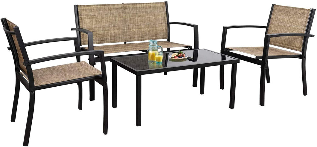 Brand New 4 Pieces Patio Furniture Outdoor Furniture Outdoor Patio Furniture Set Textilene Bistro Set Modern Conversation Set Bistro Set with Loveseat Tea Table for Home, Lawn and Balcony