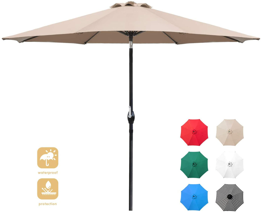 Patio Umbrella 9 FT Patio Umbrella Tilts Outdoor Umbrella Picnic Table Umbrella Pool Umbrella for Garden, Deck, Backyard and Beach
