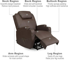 Load image into Gallery viewer, Power Lift Recliner Chair with Massage and Heat for Elderly, PU Leather Heated Vibrating, with Cup Holders, Side Pouch, Remote Control, for Home Theater, Power Theater Chair(Black)
