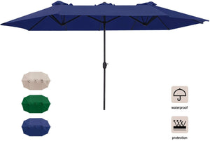 Patio Double-Sided Umbrella Outdoor Market Umbrella Extra Large Umbrella with Crank for Poolside, Beach and Camping