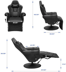 Gaming Chair Computer Gaming Recliner Chair Racing Style Pu Leather Ergonomic Adjusted Reclining Video Gaming Chair Single Sofa Chair with Footrest Headrest and Lumbar Support (Black)
