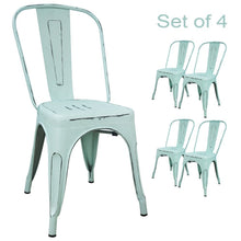 Load image into Gallery viewer, Metal Indoor-Outdoor Restaurant Chairs Kitchen Dining Chairs Stackable Side Chairs with Back Set of 4
