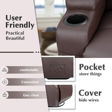 Load image into Gallery viewer, Rocking Chair Recliner Chair with Massage and Heating 360 Degree Swivel Ergonomic Lounge Chair Classic Single Sofa with 2 Cup Holders Side Pockets Living Room Chair Home Theater Seat (Brown)

