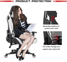 Load image into Gallery viewer, Gaming Chair Racing Style High Back Computer Chair with Adjustable Armrests Ergonomic Office Chair Executive Swivel Task Chair with Headrest and Lumbar Support (White)
