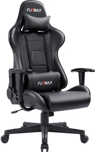 High-Back Gaming Office Chair Ergonomic Racing Style Adjustable Height Executive Computer Chair,PU Leather Swivel Desk Chair (Black)