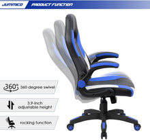 Load image into Gallery viewer, Gaming Chair Ergonomic Leather Racing Computer Chair High Back Adjustable Swivel Executive Office Desk Chair with Flip-Up Armrest (Blue)
