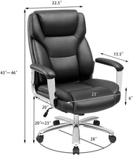 Load image into Gallery viewer, Big and Tall Office Desk Chair Leather Ergonomic High Back Executive Chair with Lumbar Support Swivel Computer Task Chair with Armrest (Black)
