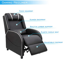 Load image into Gallery viewer, Gaming Recliner Chair Single Living Room Sofa Recliner PU Leather Recliner Seat Home Theater Seating (White)
