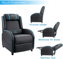 Load image into Gallery viewer, Gaming Recliner Chair Single Living Room Sofa Recliner PU Leather Recliner Seat Home Theater Seating (Blue)
