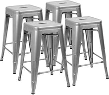 Load image into Gallery viewer, Metal Bar Stools 24&quot; Indoor Outdoor Stackable Barstools Modern Style Industrial Vintage Counter Bar Stools Set of 4
