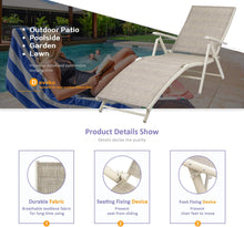 Load image into Gallery viewer, Patio Outdoor Chaise Lounge Chairs Beach Pool Side Folding Recliner Adjustable Lounge Chair Set of 2 (Beige)
