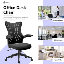 Load image into Gallery viewer, Office Desk Chair with Flip Arms,Mid Back Mesh Computer Chair Swivel Task Chair with Ergonomic with Lumbar Support (Black)
